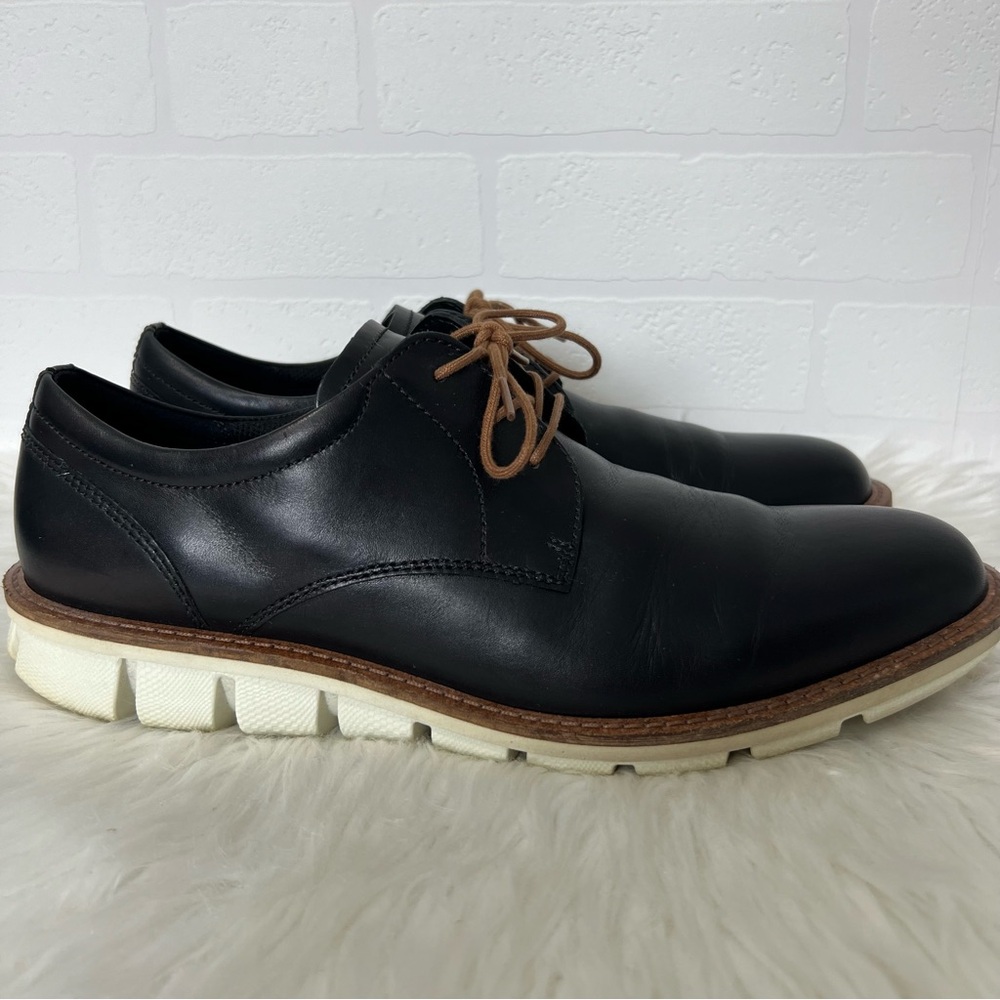 Ecco Men’s Jeramy Hybrid Lace Up Classic Leather Oxfords Black Shoes Size 10
